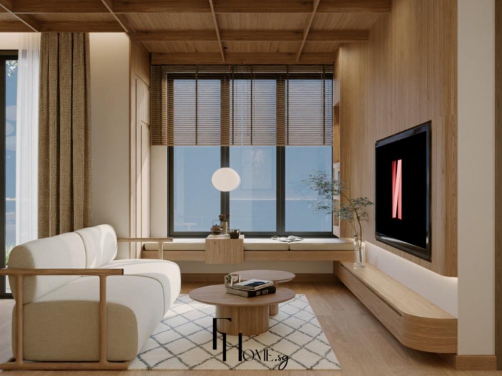 Phòng khách góc chính diện- Phong cách Nhật bản