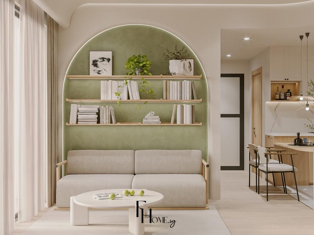 Phòng khách kiểu Nhật ấm cúng với bàn trà thấp, mang đậm tinh thần tối giản và gần gũi thiên nhiên