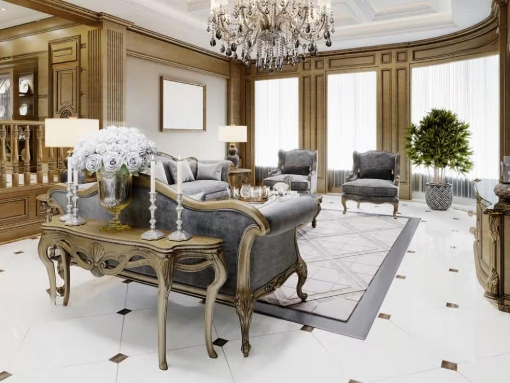Phòng khách phong cách Cổ điển toát lên vẻ sang trọng và quyền quý qua từng chi tiết chạm khắc tinh xảo