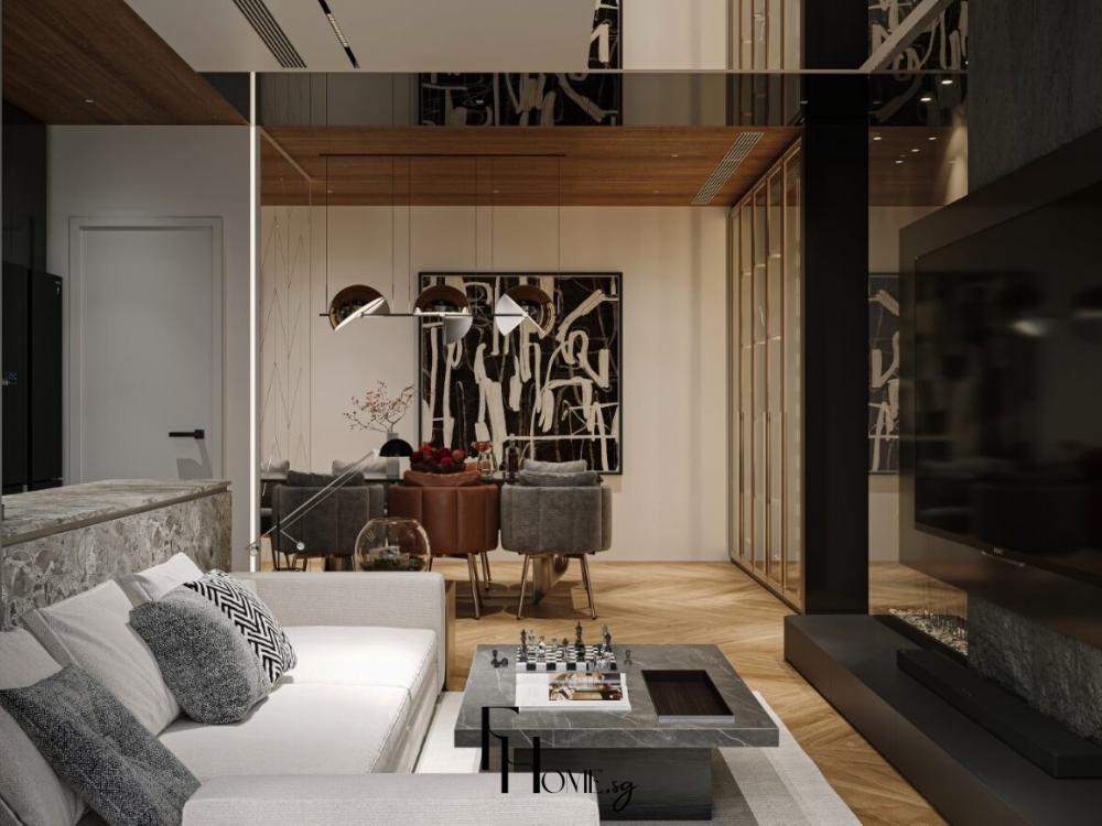 Phòng khách phong cách Luxury thể hiện đẳng cấp và gu thẩm mỹ thượng lưu qua sự kết hợp của vật liệu cao cấp, ánh sáng tinh tế và đường nét thiết kế