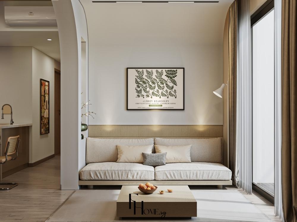 Phòng khách phong cách Minimalism với đường nét thẳng và bố cục đơn giản, tối ưu không gian sống