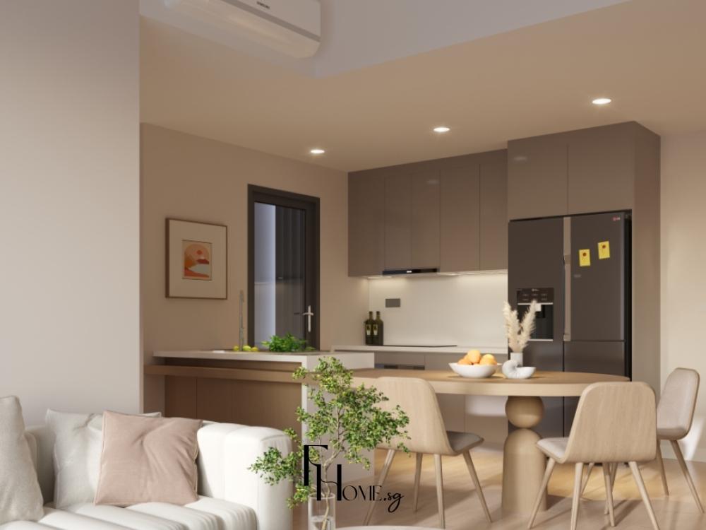 Phòng khách phong cách Minimalism với gam màu trung tính chủ đạo, đường nét gọn gàng và ánh sáng tự nhiên chan hòa