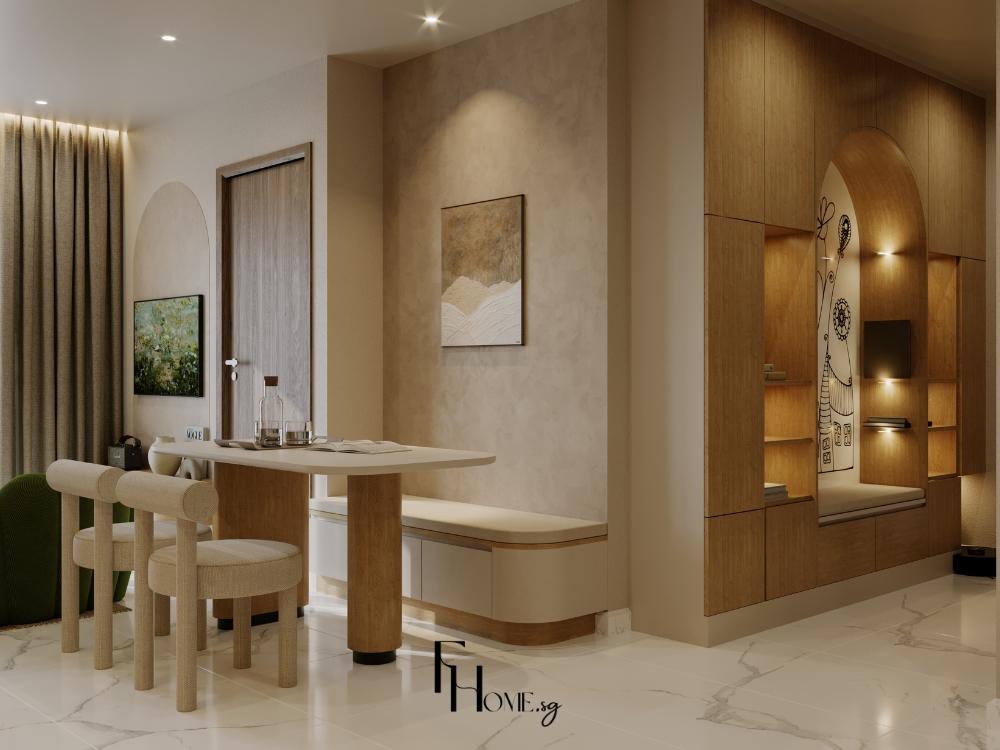 Phòng khách phong cách Tropical với ghế gỗ mây