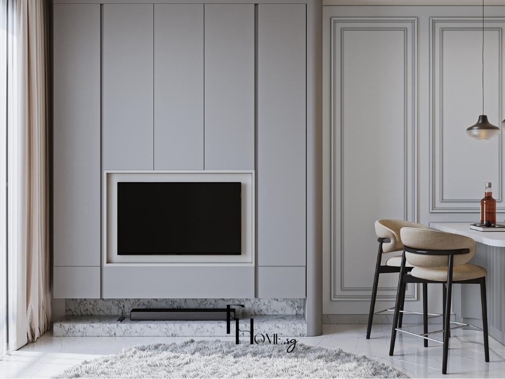 Phòng khách phong cách hiện đại góc chính diện