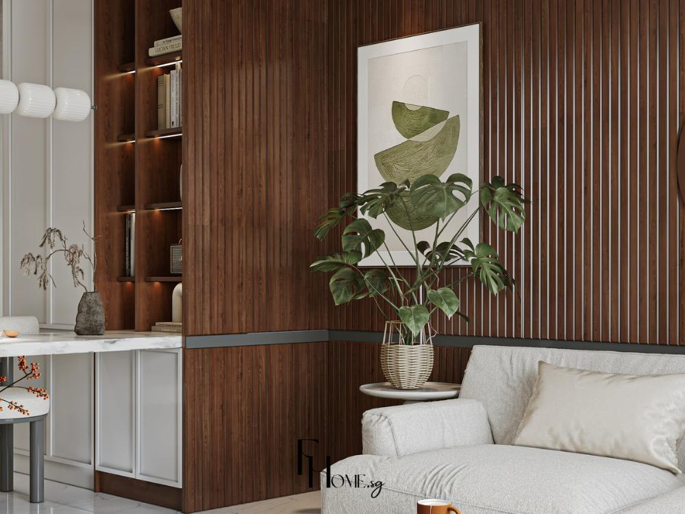 Phòng khách tràn ngập sức sống với cây xanh và ánh sáng tự nhiên