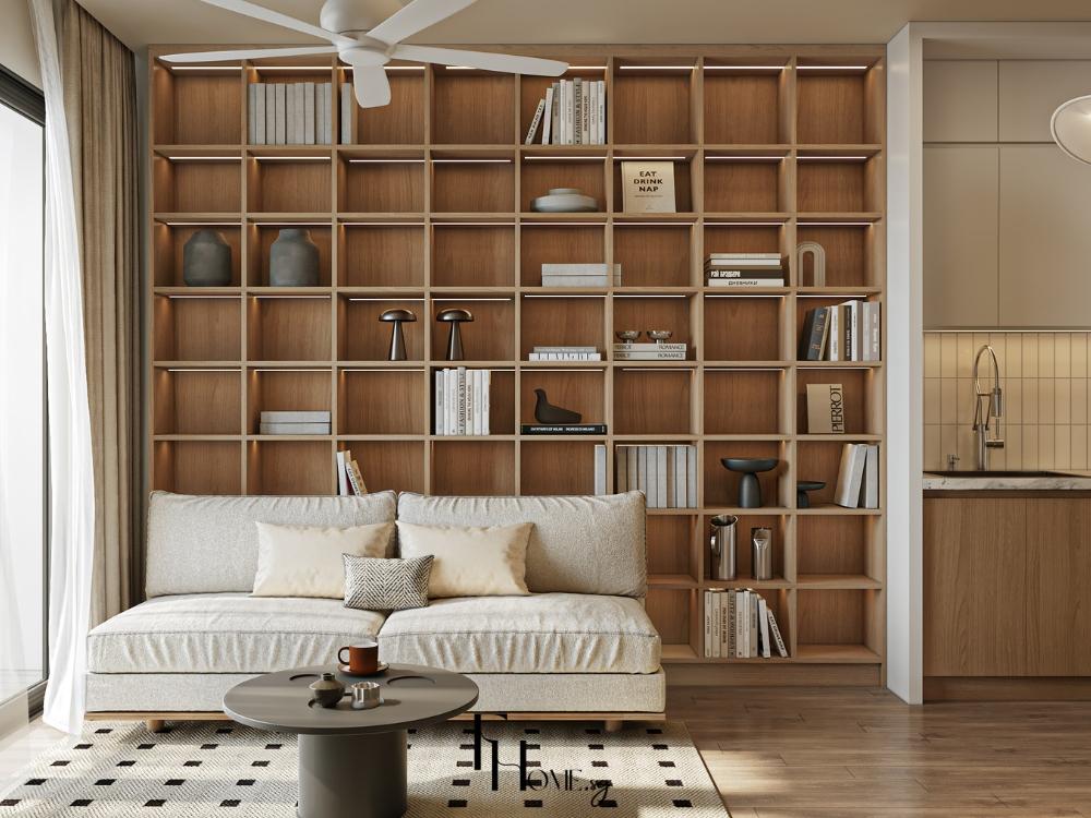 Phòng khách với phong cách wabi sabi