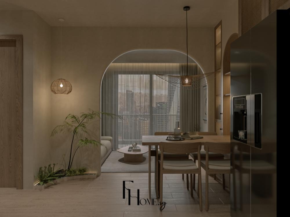 Phong khách với tông màu trung tính nhẹ nhàng