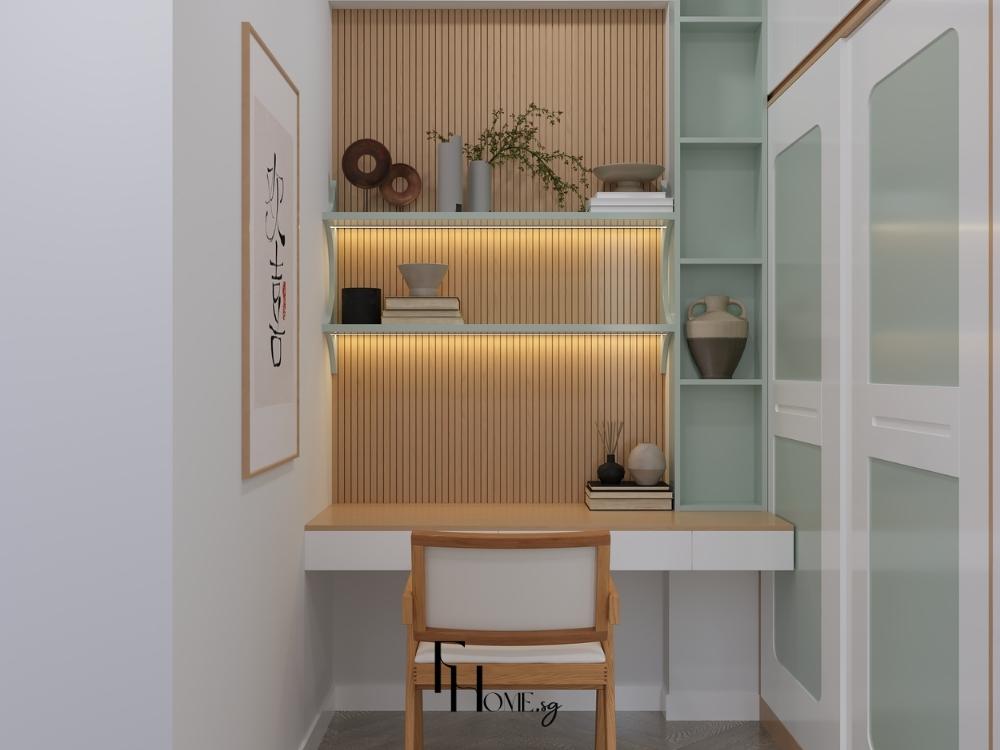 Phòng làm việc phong cách Nhật Bản, thiết kế tối giản, nội thất tiện nghi, tạo không gian làm việc hiệu quả