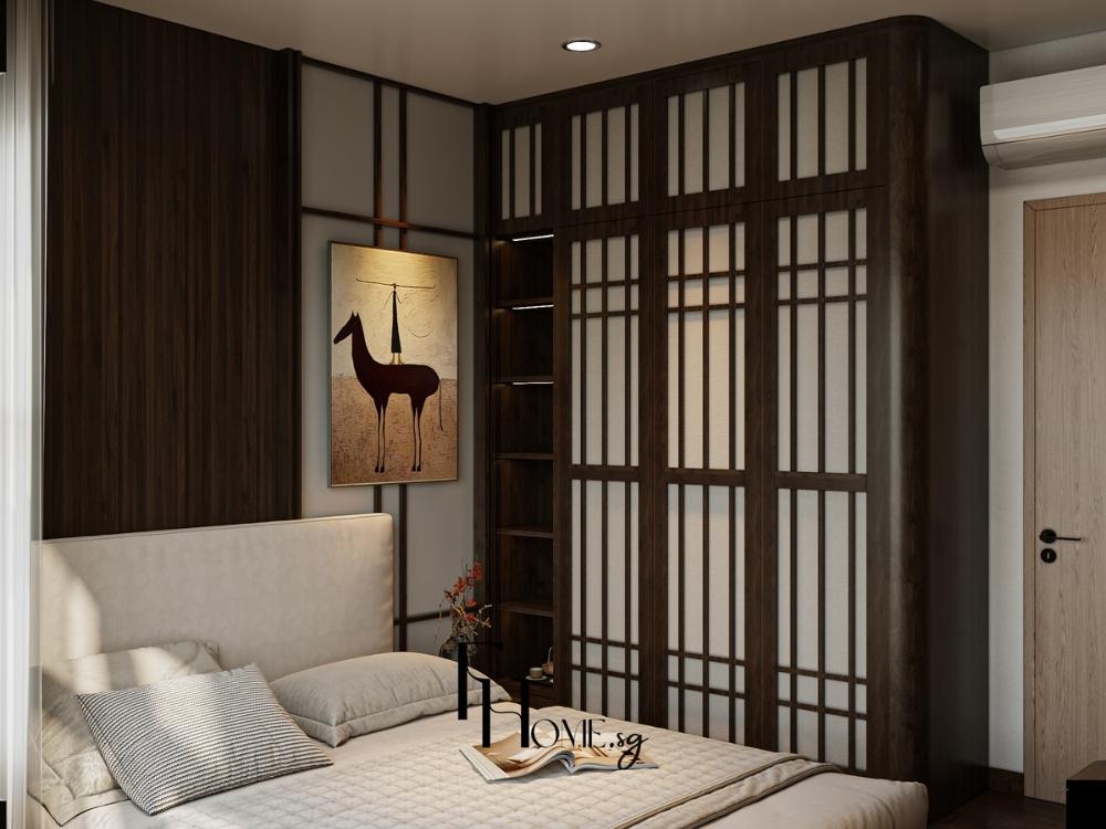 Phòng ngủ 12m² với tủ quần áo kịch trần, tận dụng tối đa không gian lưu trữ