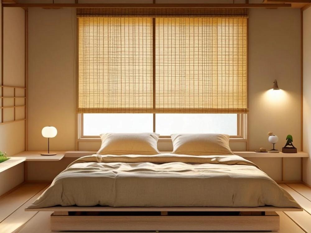 Phòng ngủ 13m² phong cách Nhật Bản với giường tatami thấp tạo không gian thiền định thanh tịnh