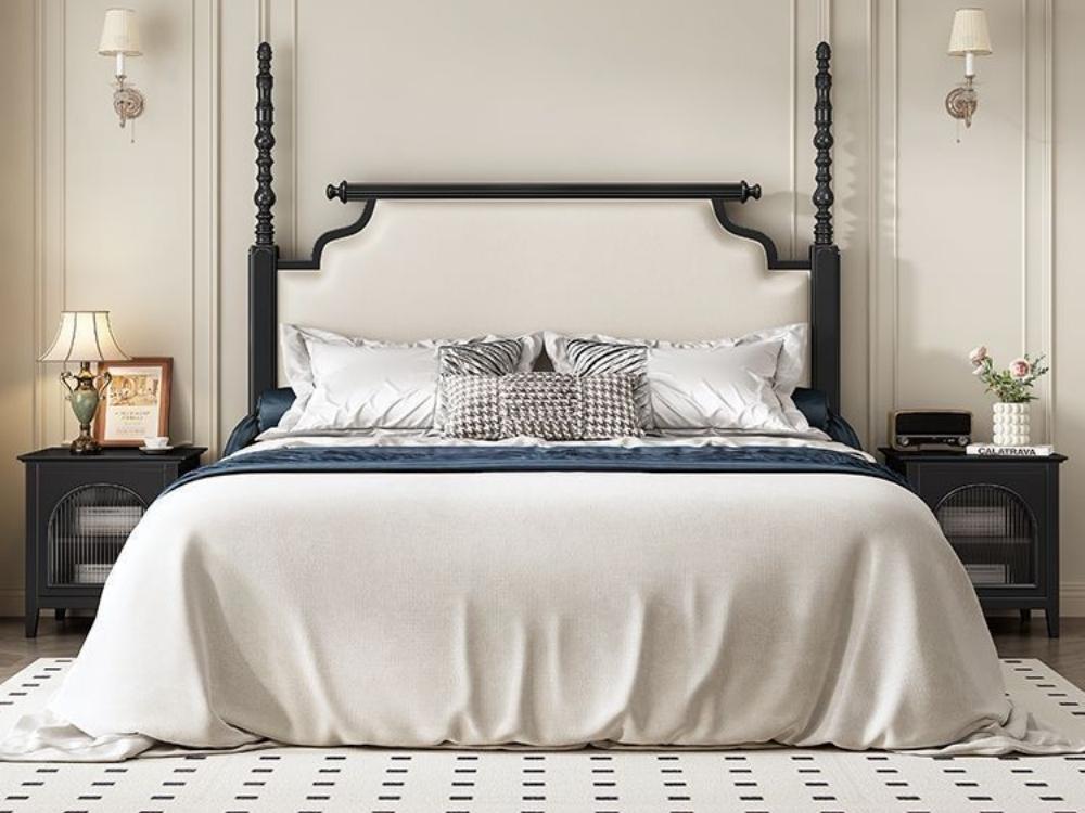 Phòng ngủ 15m² phong cách Indochine với khu vực nghỉ ngơi nâng cao, giường gỗ quý, tạo không gian riêng tư và tinh tế