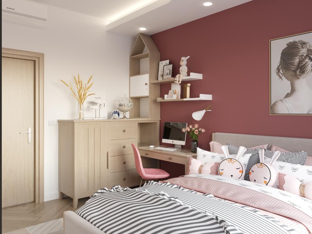 Phòng ngủ bé gái nhà phố 90m² bố trí hợp lý, tối ưu công năng và ánh sáng