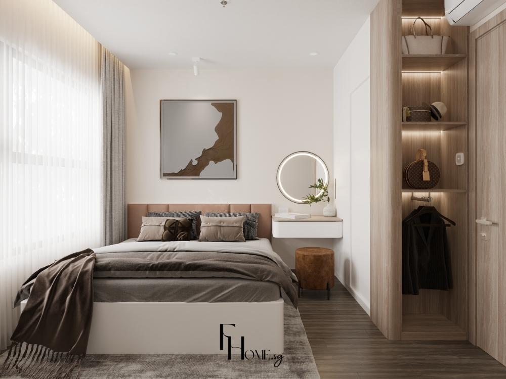Phòng ngủ chính căn hộ 1 phòng ngủ