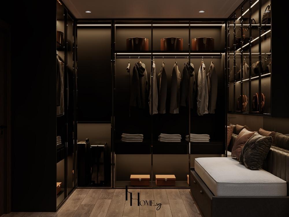 Phòng ngủ chung cư 60m² tích hợp phòng thay đồ