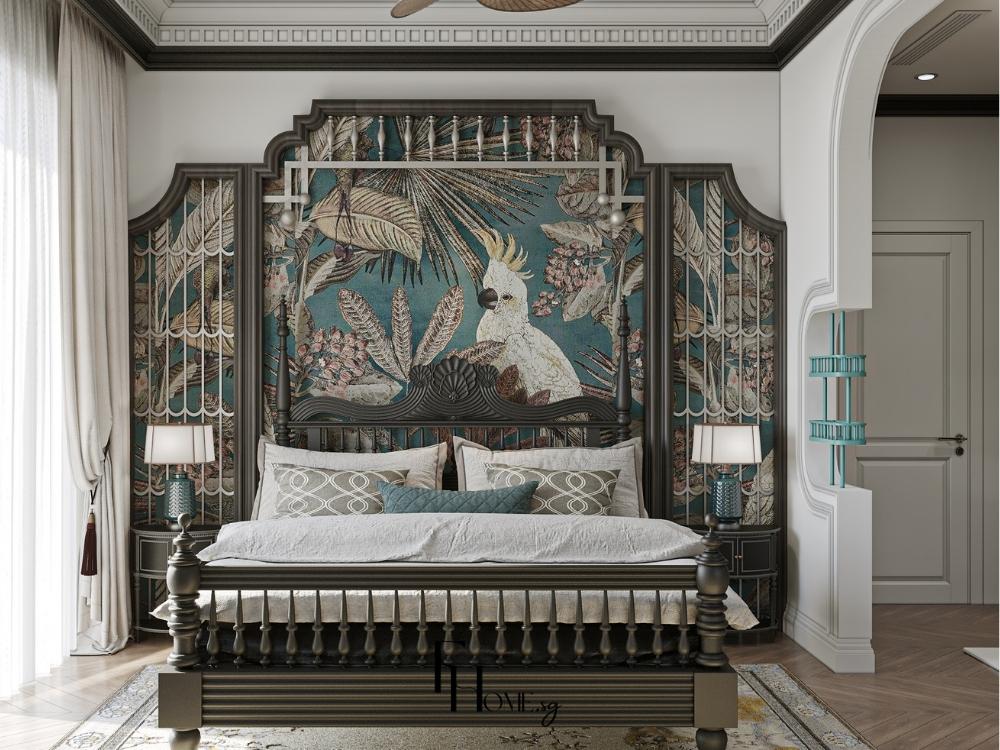 Phòng ngủ master với Ánh sáng vàng ấm và màu sắc trung tính trong phòng ngủ master tạo không gian nghỉ ngơi lý tưởng, thư giãn và yên tĩnh.