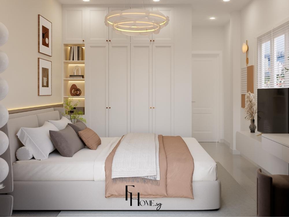 Phòng ngủ nhà phố 1 tầng, thiết kế đơn giản với ánh sáng tự nhiên và vật liệu gỗ sáng