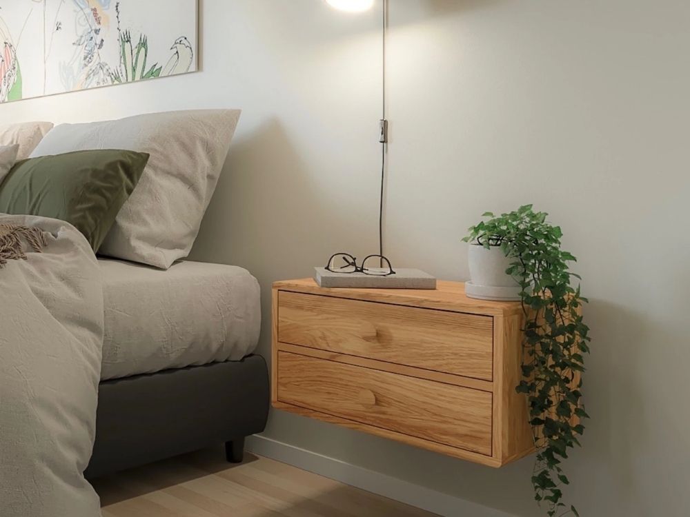 Phòng ngủ nhà phố 16m² giường platform thấp