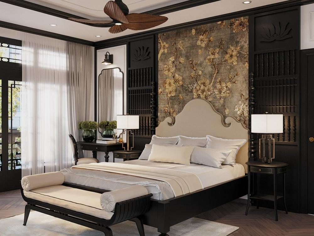 Phòng ngủ nhìn theo góc ngang - Phong cách Indochine