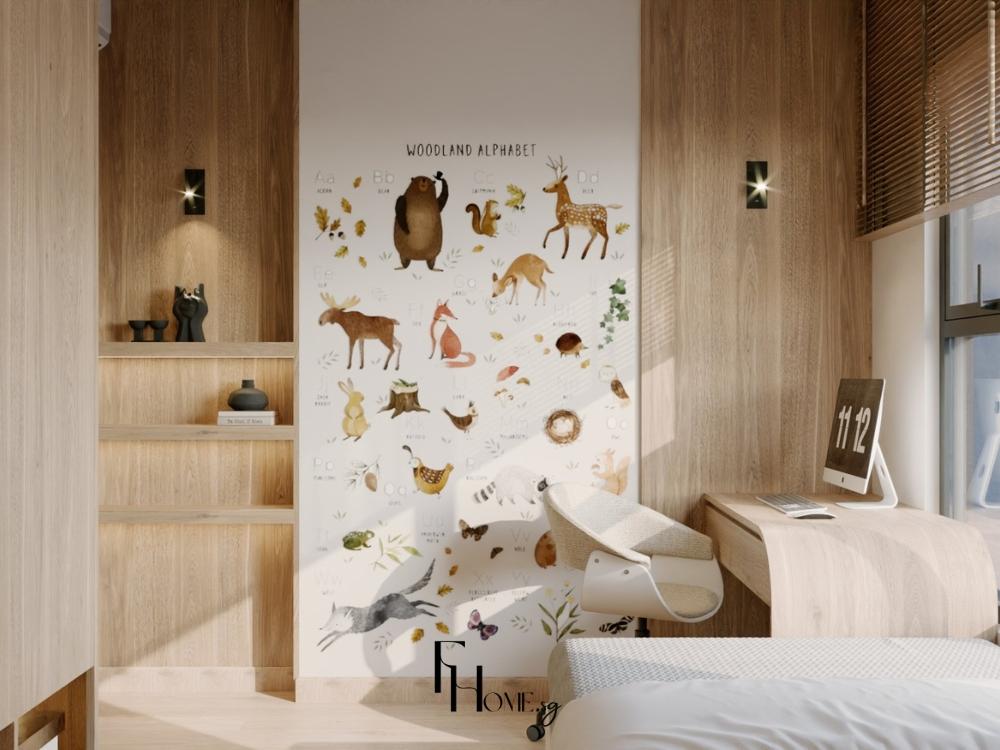 Phòng ngủ phong cách Nhật Bản trang trí tối giản với tranh decor tạo điểm nhấn tinh tế