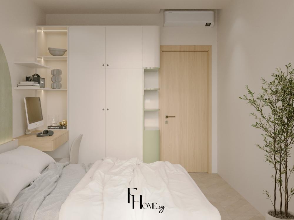 Phòng ngủ phong cách Tropical với tông màu trắng chủ đạo