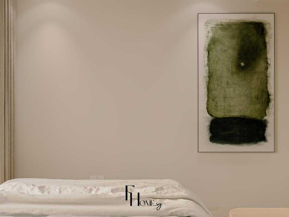 Phòng ngủ phong cách Tropical với tranh ảnh cây cối