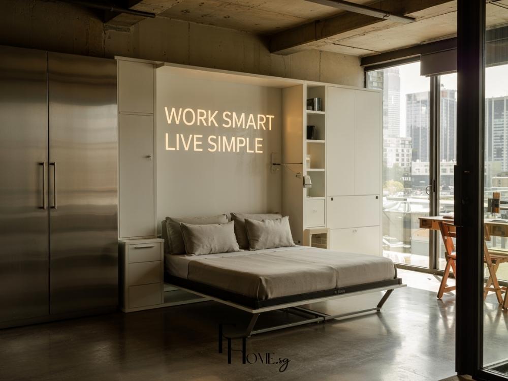 Phòng ngủ phong cách Urban thể hiện sự tối giản và tiện nghi, kết hợp khéo léo giữa vật liệu công nghiệp và màu sắc nhã nhặn