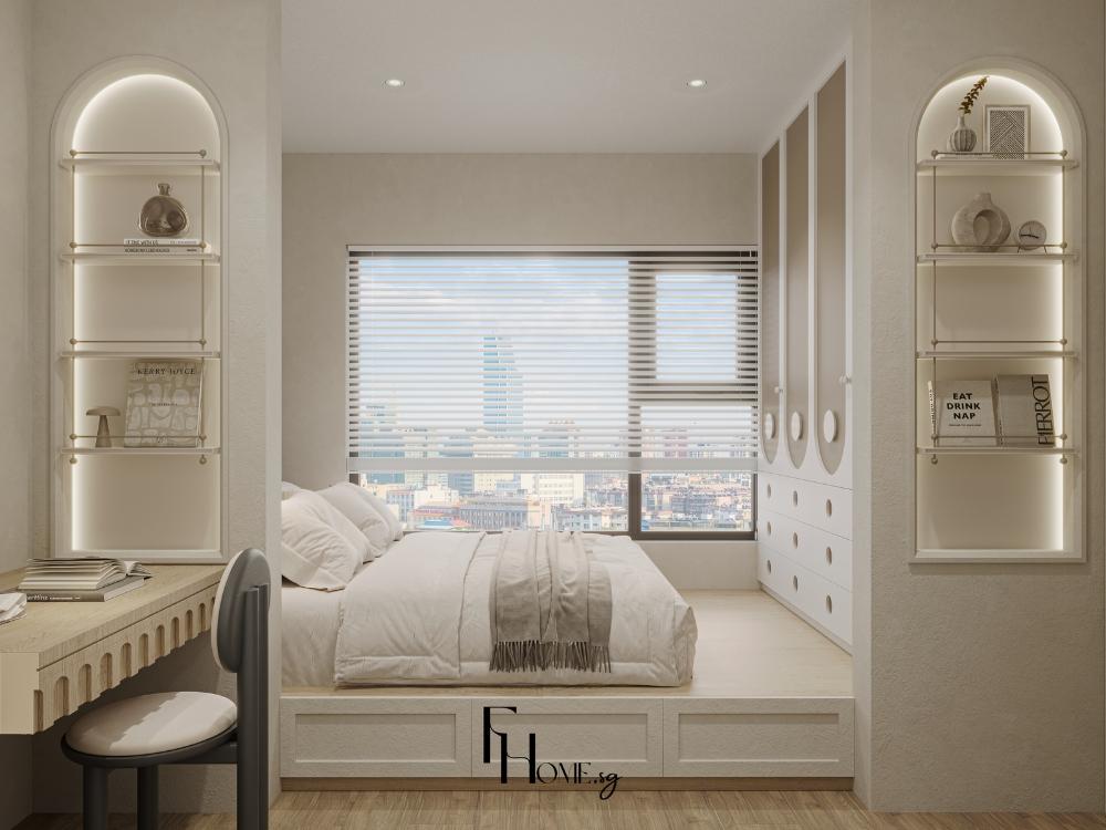 Phòng ngủ phong cách Wabi sabi góc ngang