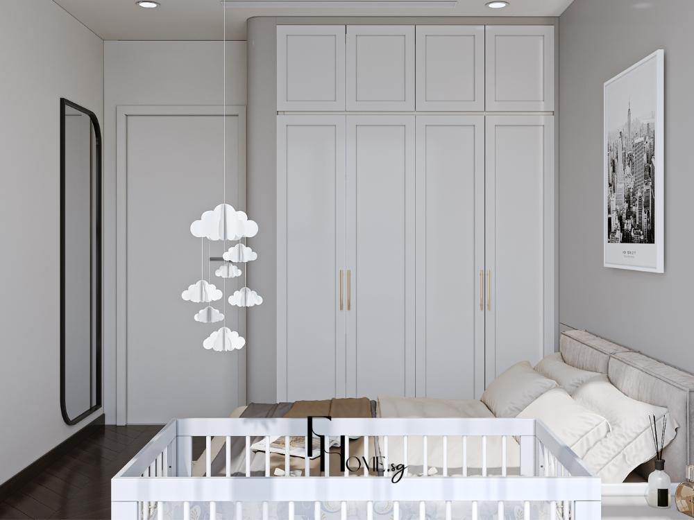 Phòng ngủ phong cách hiện đại được thiết kế tối giản với nội thất đa năng