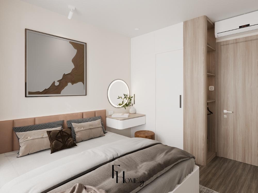 Phòng ngủ phong cách tối giản với thiết kế nội thất tối thiểu, màu sắc đơn giản