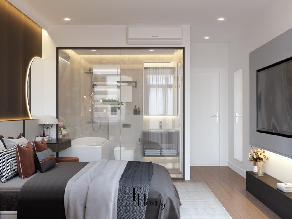 Phòng ngủ tối giản với bảng màu trung tính, ít đồ nhưng đủ công năng