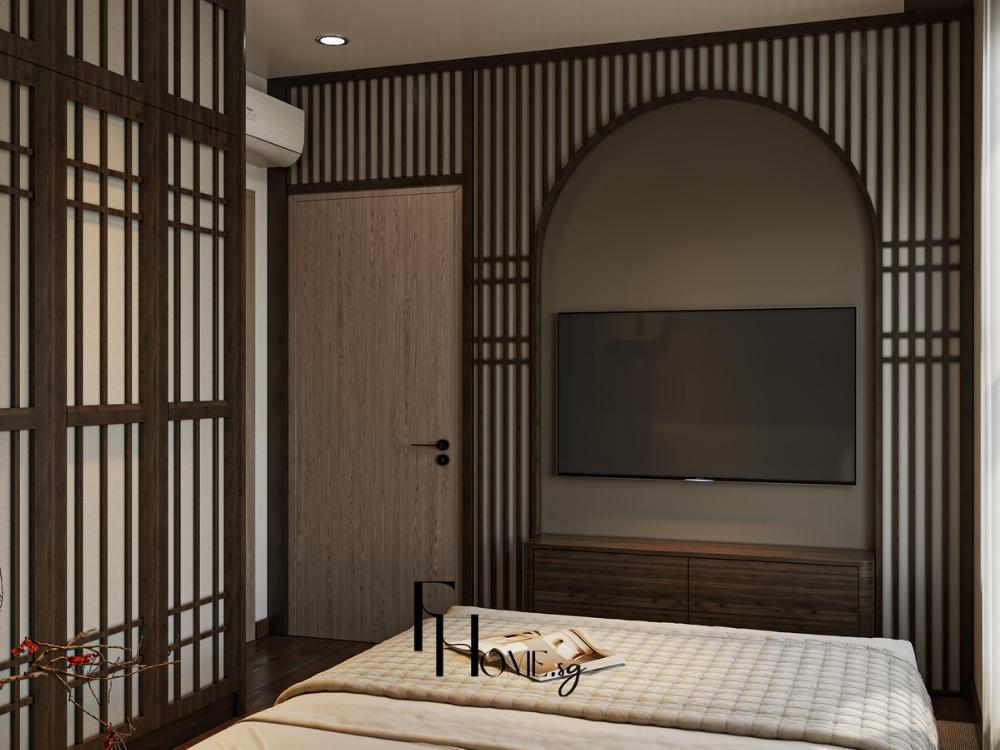 Phòng ngủ với nội thất gỗ tự nhiên mộc mạc, tôn vinh vẻ đẹp của đường vân thủ công