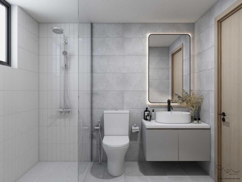 Phòng tắm nhà phố sử dụng vật liệu chống thấm và chống trơn trượt