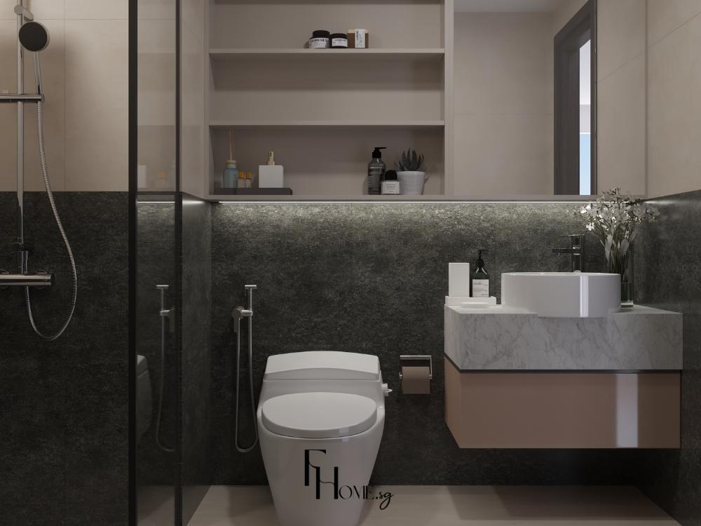 Phòng tắm tối giản sang trọng, dễ vệ sinh và bảo trì, nâng cao giá trị thẩm mỹ ngôi nhà