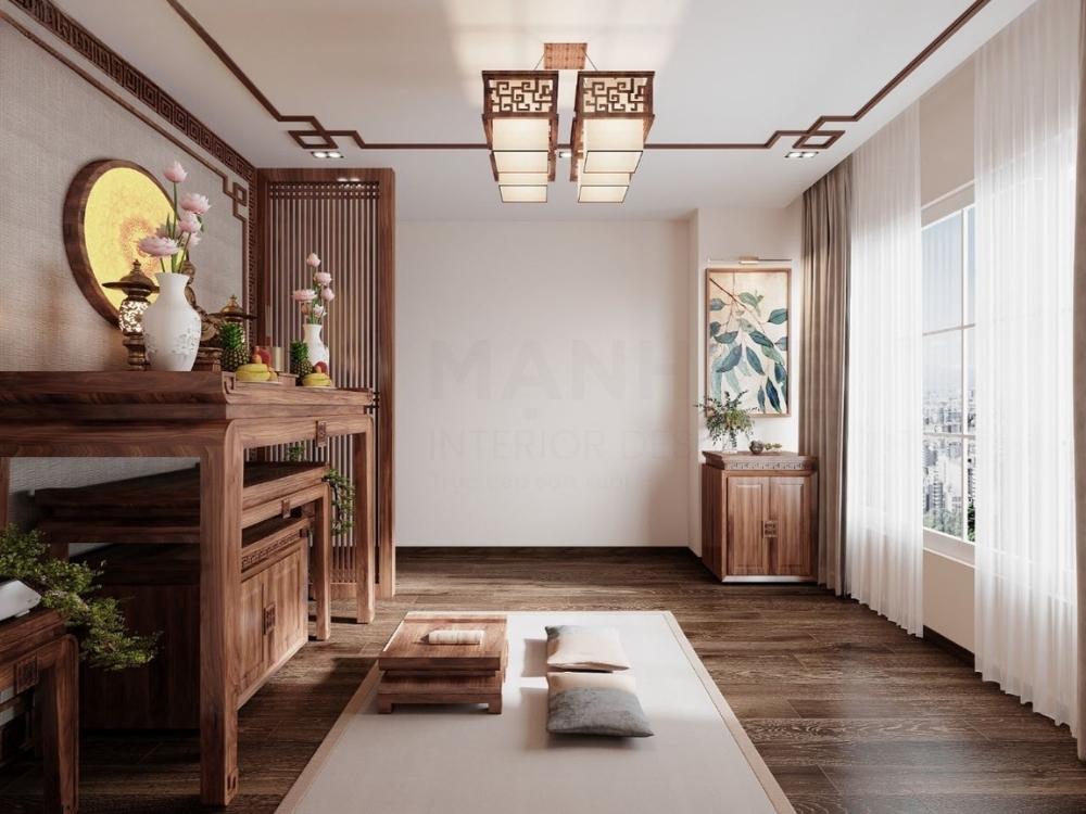 Phòng Thờ nhà phố 3 tầng cần không khí lưu thông tốt, tạo nên không gian ấm cúng và thanh tịnh cho việc thờ cúng.