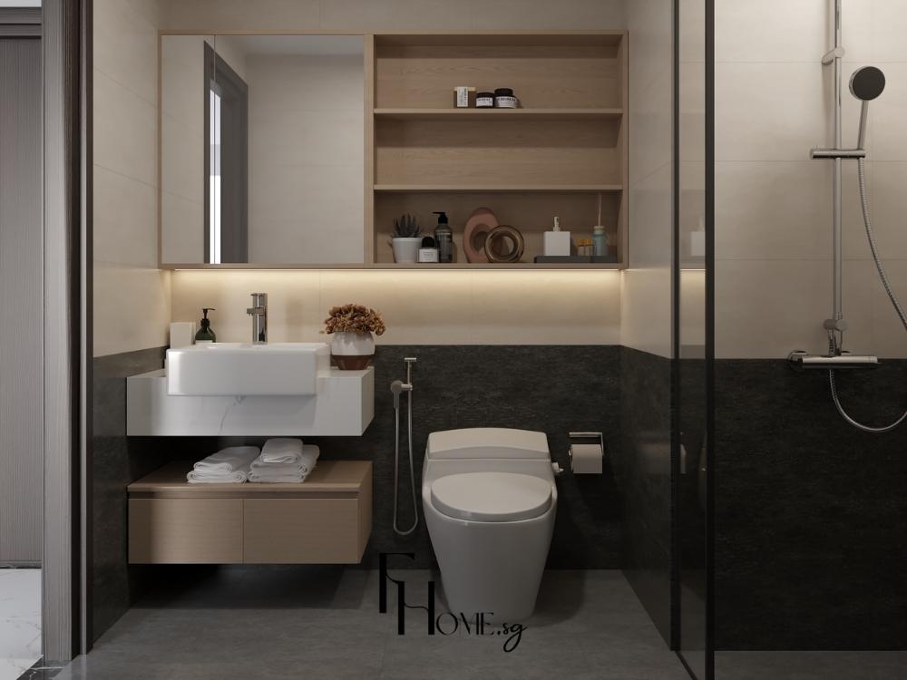 Phòng vệ sinh Mix & Match kết hợp gạch mosaic cổ điển với thiết bị hiện đại, mang đến vẻ đẹp độc đáo và tinh tế