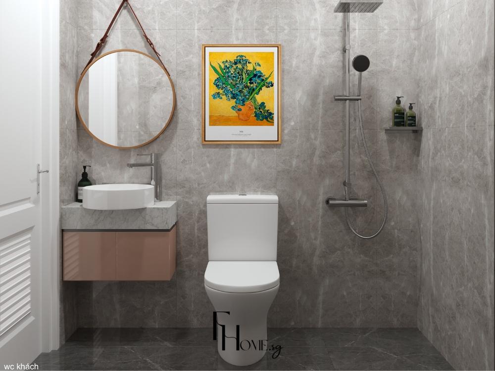 Phòng vệ sinh nhà phố thiết kế hiện đại, sử dụng vật liệu cao cấp, không gian thông thoáng