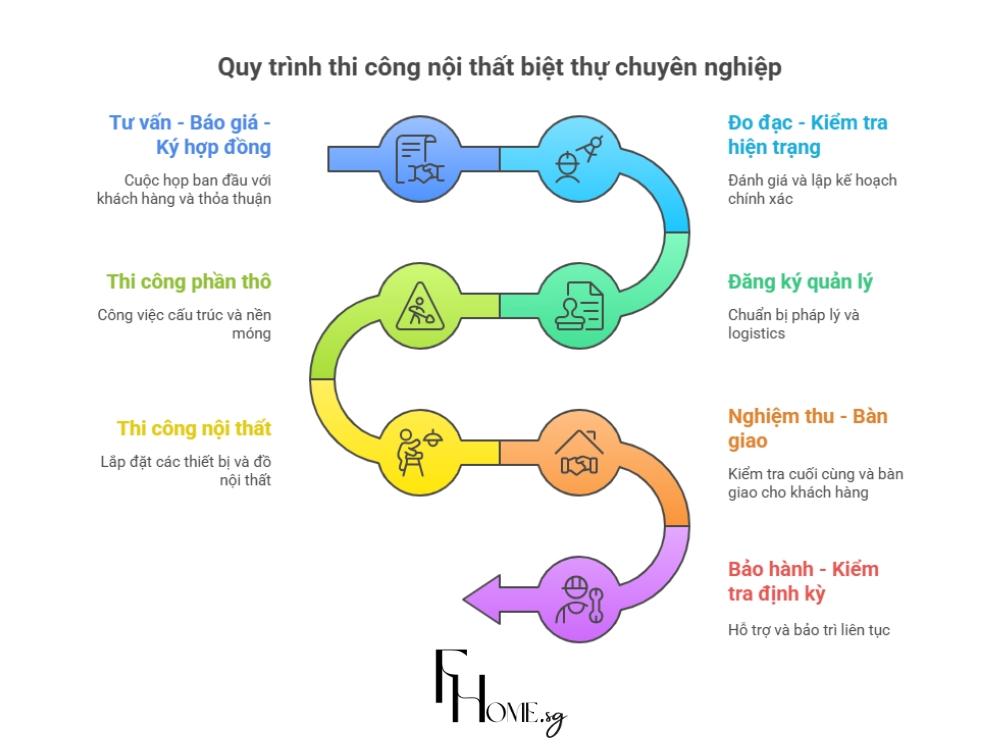 Quy trình thi công nội thất biệt thự chuyên nghiệp tại FHome.sg