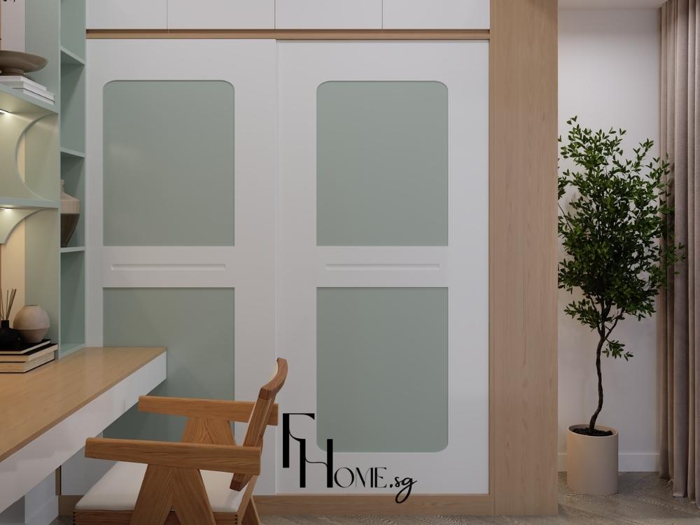 Sảnh phụ bố trí tiểu cảnh nhỏ và mảng tường phủ cây, mang đến sự thư giãn và kết nối với thiên nhiên