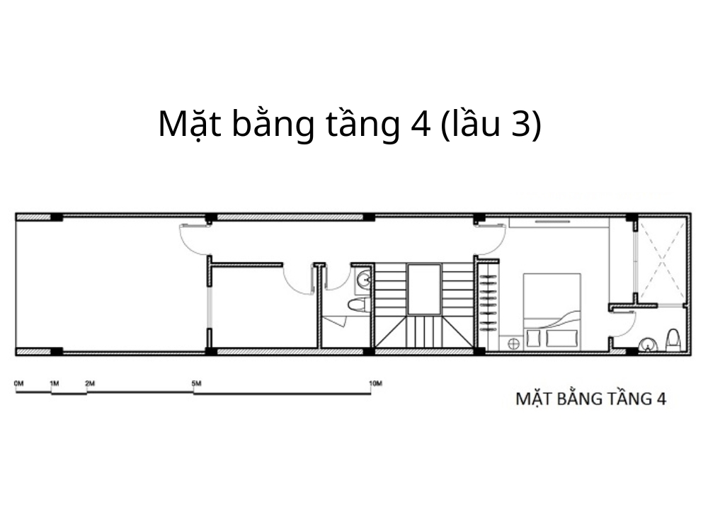 Sưu tầm - Bản vẽ mặt bằng nội thất tầng 4 (lầu 3) nhà phố 4 tầng