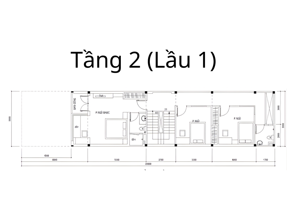 Sưu tầm - Bản vẽ mặt bằng nội thất tầng 2 (lầu 1) nhà phố 4 tầng