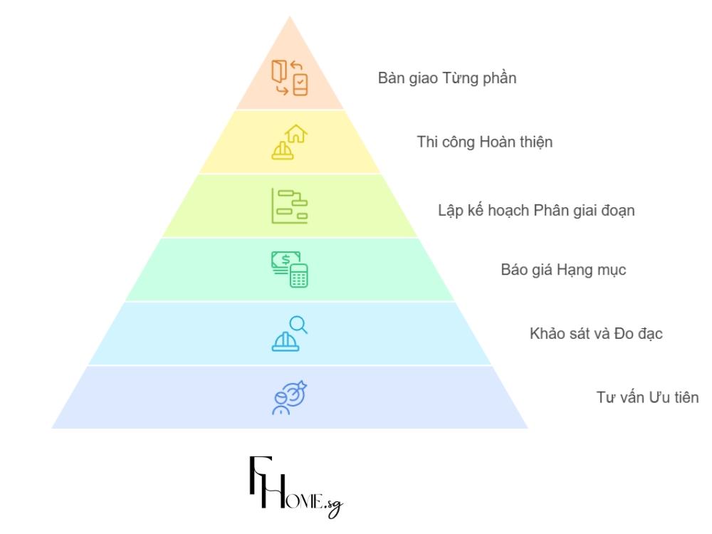Thi công theo hạng mục đảm bảo hoàn thiện từng phần ngôi nhà một cách thống nhất