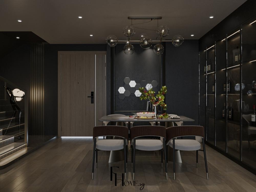 Thiết Kế Nhà Phố 2 Tầng 80m2 với phòng khách thiết kế tinh gọn, không gian mở kết nối với phòng bếp