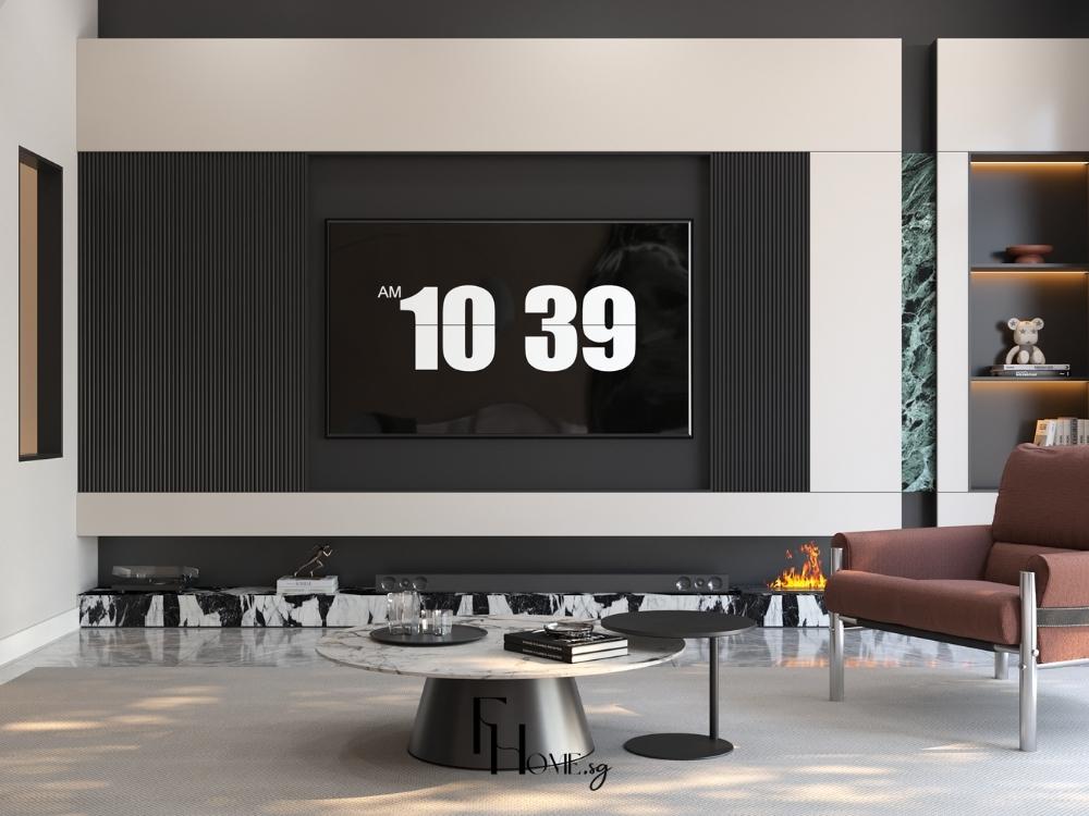 Thiết Kế Nội Thất Nhà Phố 2 Tầng 100m2 với phòng khách hiện đại, không gian mở, tận dụng ánh sáng tự nhiên