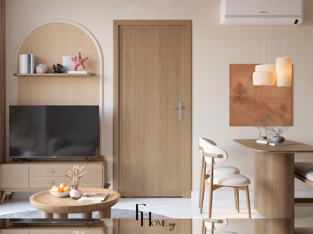 Thiết kế Japandi kết hợp nét tinh tế Nhật Bản và sự ấm áp Bắc Âu, tạo phòng khách vừa đẹp vừa thư giãn