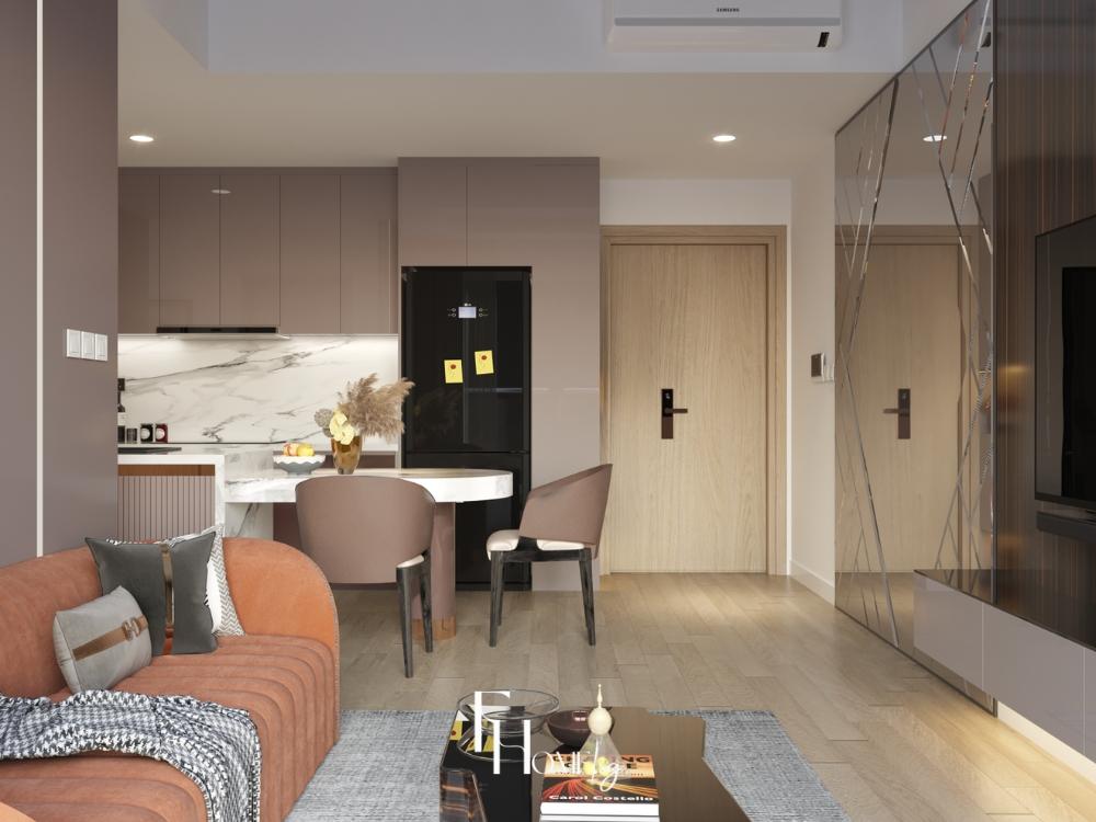 Thiết kế căn hộ chung cư nhỏ phong cách hiện đại với đường nét hình học và bề mặt trơn nhẵn, tối ưu công năng sử dụng