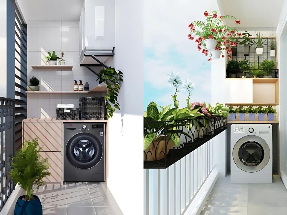 Ban công chung cư đa năng để máy giặt giúp tối ưu không gian