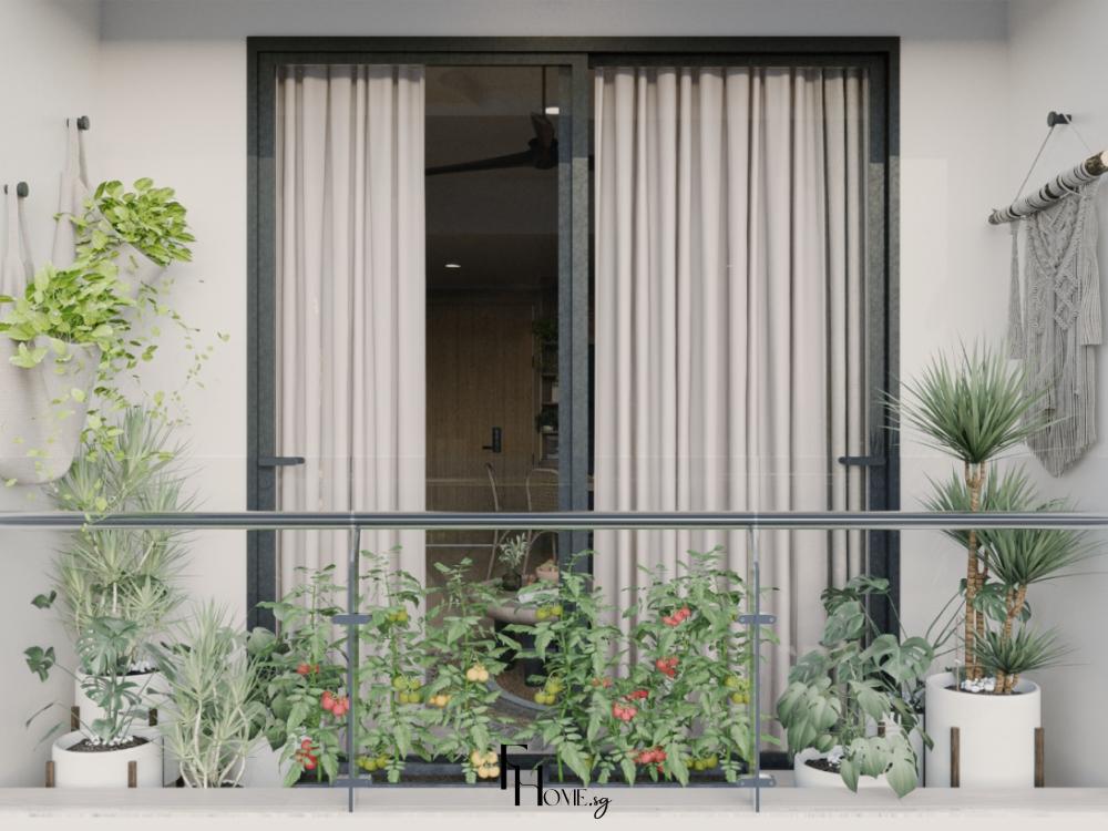 Thiết kế nội thất ban công phong cách Bohemian với cây xanh, đồ trang trí thủ công và tông màu sống động