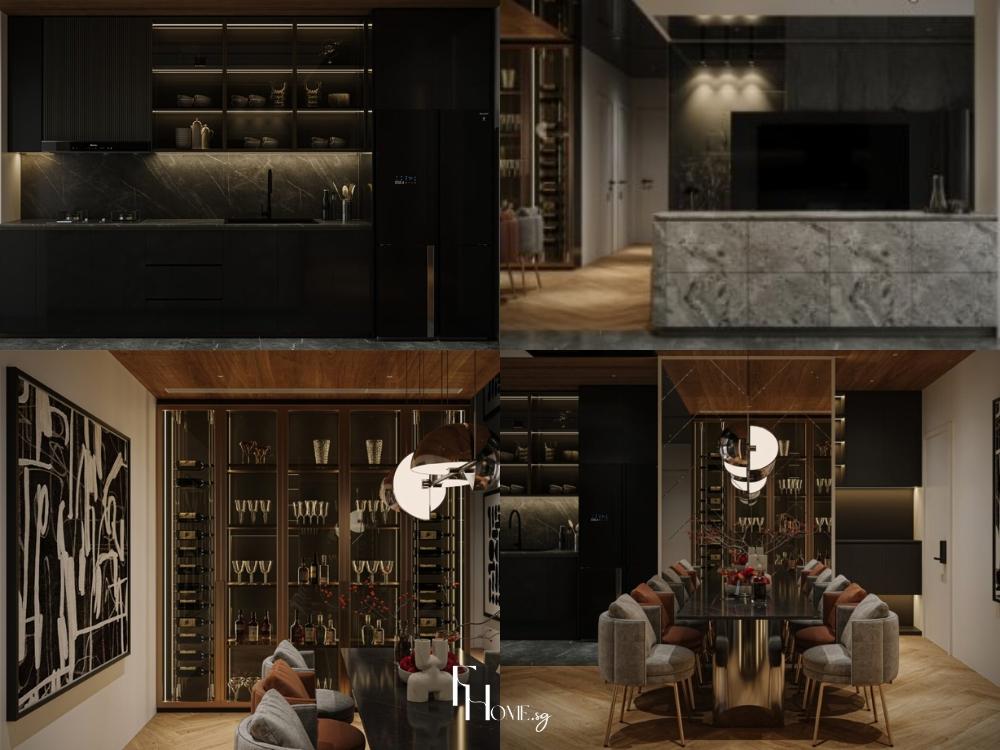 Thiết kế nội thất bếp phong cách Luxury với bố trí gọn gàng, tiện nghi thông minh và chi tiết tinh tế, mang đến trải nghiệm nấu nướng xa hoa và hiện đại