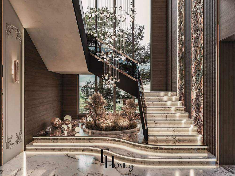 Thiết kế nội thất cầu thang biệt thự vừa kết nối các tầng vừa là điểm nhấn thẩm mỹ