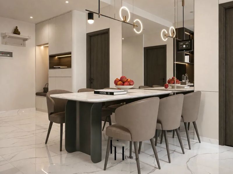 Thiết kế nội thất chung cư 80m2 3 phòng ngủ phòng bếp 
